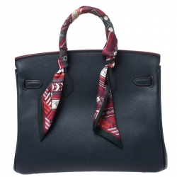 Hermes Blue Marine Epsom Leather Gold Hardware Birkin 25 Bag