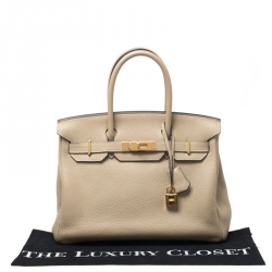 Hermes Beige Togo Leather Gold Hardware Birkin 30 Bag