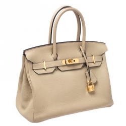 Hermes Beige Togo Leather Gold Hardware Birkin 30 Bag