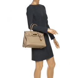 Hermes Beige Togo Leather Gold Hardware Birkin 30 Bag