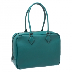 Pre Owned Hermes Malachite Swift Leather Plume Elan 28 Bag with Shoulder Strap