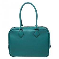 Pre Owned Hermes Malachite Swift Leather Plume Elan 28 Bag with Shoulder Strap