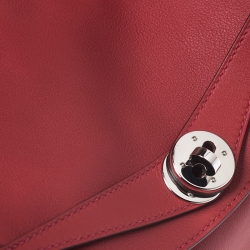 Pre Owned Hermes Vermillion Red Swift Leather Palladium Hardware Lindy 26 Bag