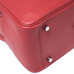 Pre Owned Hermes Vermillion Red Swift Leather Palladium Hardware Lindy 26 Bag
