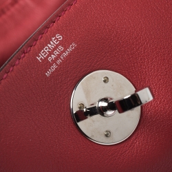 Pre Owned Hermes Vermillion Red Swift Leather Palladium Hardware Lindy 26 Bag