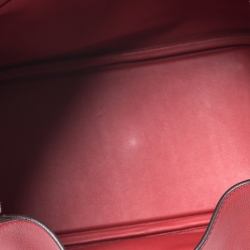 Pre Owned Hermes Vermillion Red Swift Leather Palladium Hardware Lindy 26 Bag