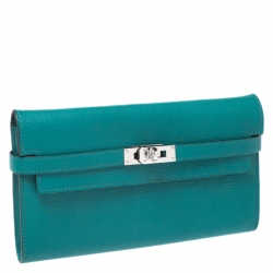 Hermes Vert Vertigo Taurillon Novillo Leather Classic Kelly Wallet