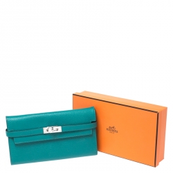 Hermes Vert Vertigo Taurillon Novillo Leather Classic Kelly Wallet