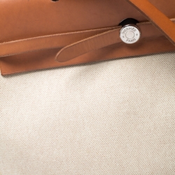 Pre Owned Hermes Beige/Natural Brown Canvas and Leather Herbag 39 bag