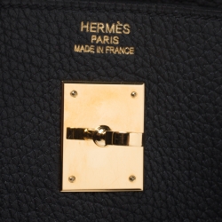 Pre Owned Hermes Black Fjord Leather Gold Hardware Birkin 40 Bag