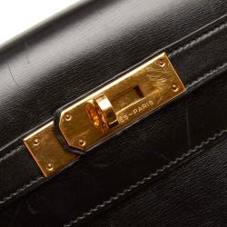 Pre Owned Hermes Black Leather Gold Hardware Kelly Retourne 28 Bag