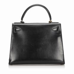 Pre Owned Hermes Black Leather Gold Hardware Kelly Retourne 28 Bag