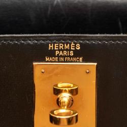 Pre Owned Hermes Black Leather Gold Hardware Kelly Retourne 28 Bag