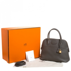 Pre Owned Hermes Etain Clemence Leather Bolide 31 Bag