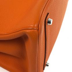 مملوكة مسبقًا Hermes Orange Togo Leather 35cm Birkin Bag with Palladium Hardware