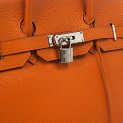 مملوكة مسبقًا Hermes Orange Togo Leather 35cm Birkin Bag with Palladium Hardware