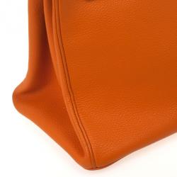 مملوكة مسبقًا Hermes Orange Togo Leather 35cm Birkin Bag with Palladium Hardware