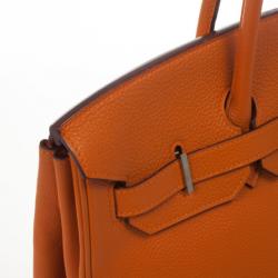 مملوكة مسبقًا Hermes Orange Togo Leather 35cm Birkin Bag with Palladium Hardware