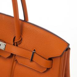مملوكة مسبقًا Hermes Orange Togo Leather 35cm Birkin Bag with Palladium Hardware
