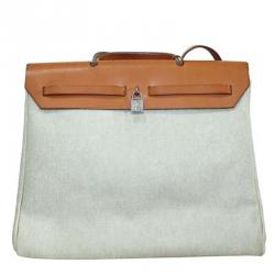 Pre Owned Hermes Beige/Brown Canvas Her Bag 
