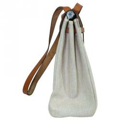 Pre Owned Hermes Beige/Brown Canvas Her Bag 