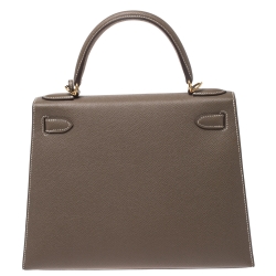 Pre Owned Hermes Etoupe Epsom Leather Gold Hardware Kelly Sellier 28 Bag