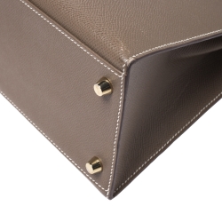 Pre Owned Hermes Etoupe Epsom Leather Gold Hardware Kelly Sellier 28 Bag