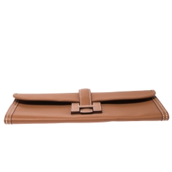 Pre Owned Hermes Gold Swift Leather Elan 29 Jige Clutch