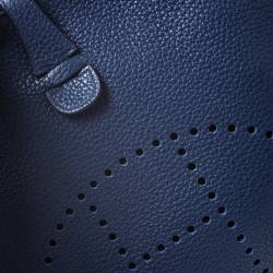 Pre Owned Hermes Blue Sapphire Clemence Leather Evelyne III PM Bag