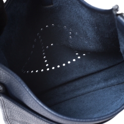 Pre Owned Hermes Blue Sapphire Clemence Leather Evelyne III PM Bag