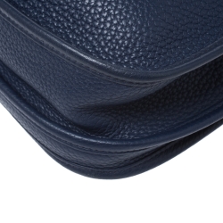 Pre Owned Hermes Blue Sapphire Clemence Leather Evelyne III PM Bag