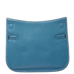 Pre Owned Hermes Blue Jean Clemence Leather Palladium Hardware Jypsiere 28 Bag