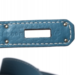 Pre Owned Hermes Blue Jean Clemence Leather Palladium Hardware Jypsiere 28 Bag