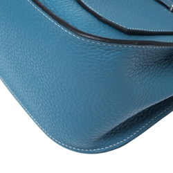 Pre Owned Hermes Blue Jean Clemence Leather Palladium Hardware Jypsiere 28 Bag