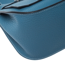Pre Owned Hermes Blue Jean Clemence Leather Palladium Hardware Jypsiere 28 Bag