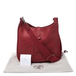 Pre Owned Hermes Bouganvillea Togo Leather Evelyne III PM Bag