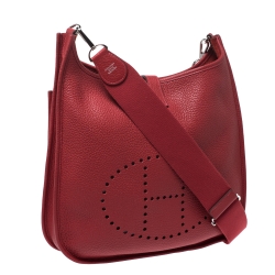 Pre Owned Hermes Bouganvillea Togo Leather Evelyne III PM Bag