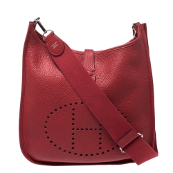 Pre Owned Hermes Bouganvillea Togo Leather Evelyne III PM Bag