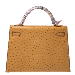 Hermes Natural Ostrich Gold Hardware Kelly Sellier 32 Bag