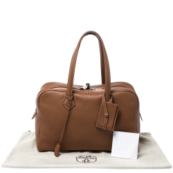Pre Owned Hermes Gold Clemence Leather Palladium Hardware Victoria II 35 Bag