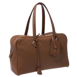 Pre Owned Hermes Gold Clemence Leather Palladium Hardware Victoria II 35 Bag