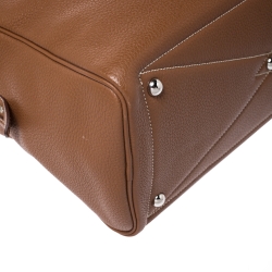 Pre Owned Hermes Gold Clemence Leather Palladium Hardware Victoria II 35 Bag