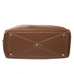 Pre Owned Hermes Gold Clemence Leather Palladium Hardware Victoria II 35 Bag