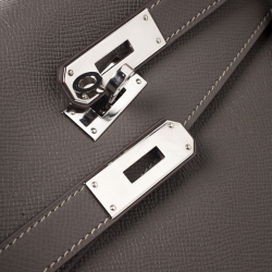 Pre Owned Hermes Taupe Epsom Leather Palladium Hardware Kelly Retourne 35 Bag