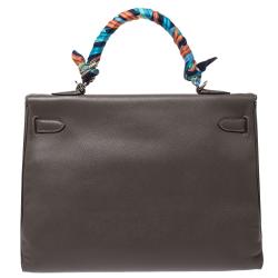 Pre Owned Hermes Taupe Epsom Leather Palladium Hardware Kelly Retourne 35 Bag