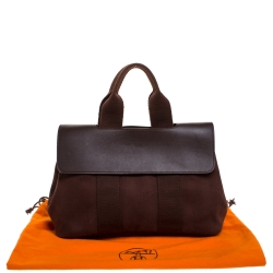 Pre Owned Hermes Brulee Canvas and Leather Valparaiso PM Bag