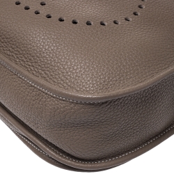 Pre Owned Hermes Etoupe Grey Clemence Leather Evelyne III GM Bag