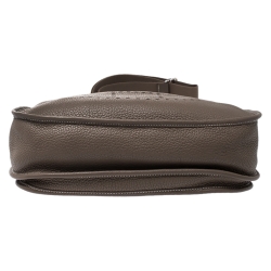 Pre Owned Hermes Etoupe Grey Clemence Leather Evelyne III GM Bag