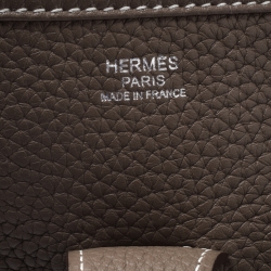 Pre Owned Hermes Etoupe Grey Clemence Leather Evelyne III GM Bag