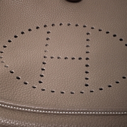 Pre Owned Hermes Etoupe Grey Clemence Leather Evelyne III GM Bag